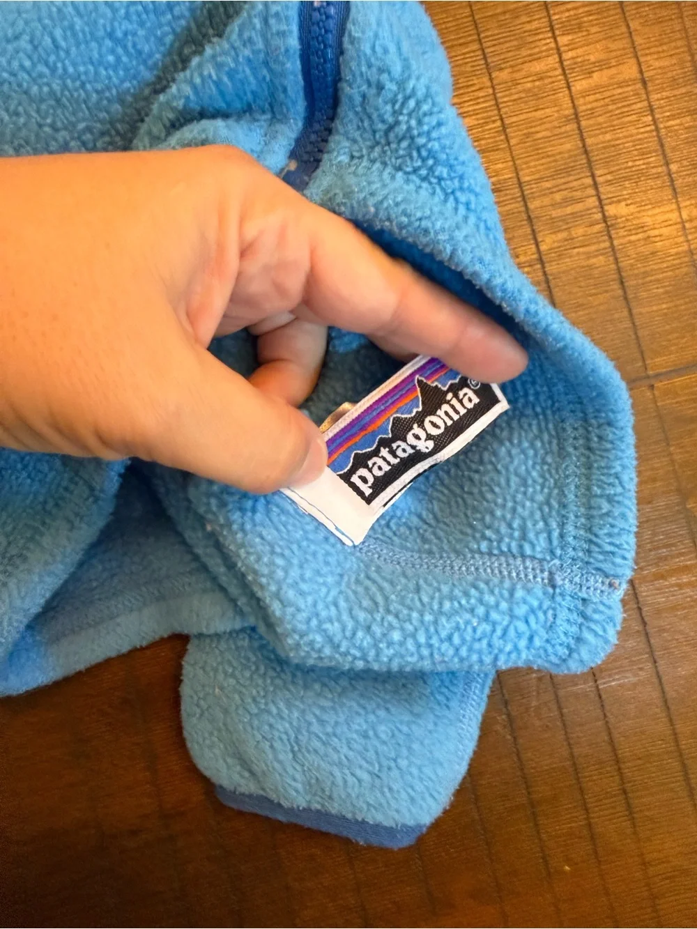 Patagonia Baby Hooded Fleece Jacket in blue size 6 month